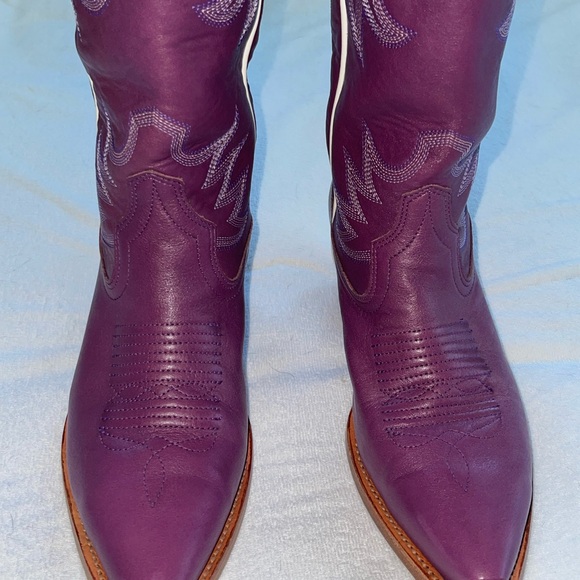 EUC Tecovas "The Annie" in Violet Purple Leather Tall Cowboy Boots for Cowgirls - Picture 5 of 8